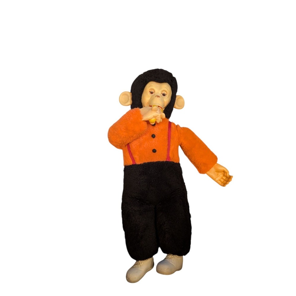 VINTAGE RUBBER FACE PLUSH MONKEY‎ ZIP CHIMP ZIPPY 24" Orange